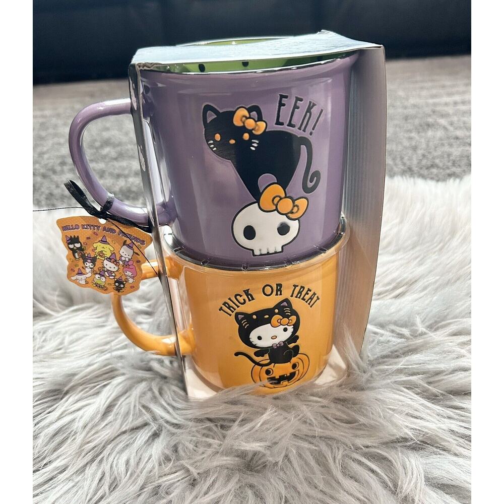 Hello Kitty And Friends Halloween Black Cat Mug Cup‎ Set 2 Pack By Sanrio New